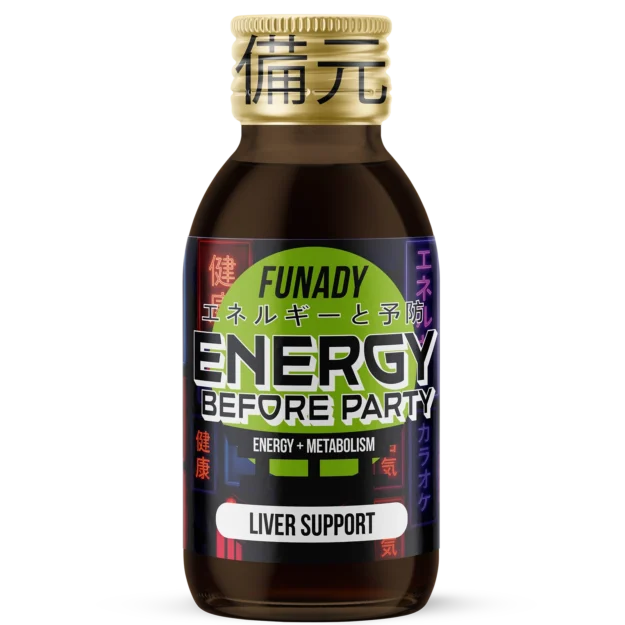 Funady Energy Before Party shot bottle, 100ml pre-party energy drink