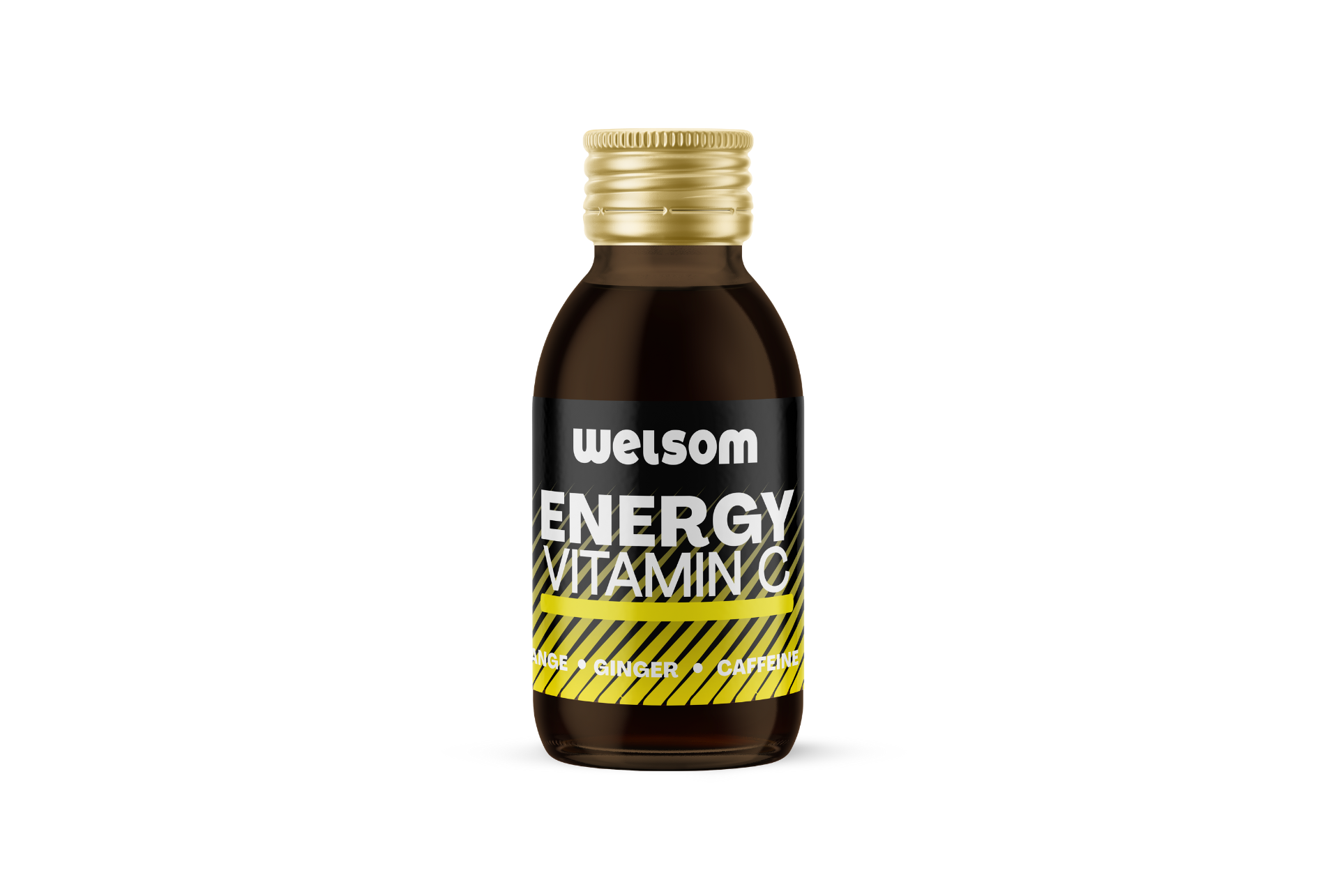 Welsom Energy Shot with Vitamin C - energizing shot with ginger, orange and caffeine for natural stimulation and immunity support.