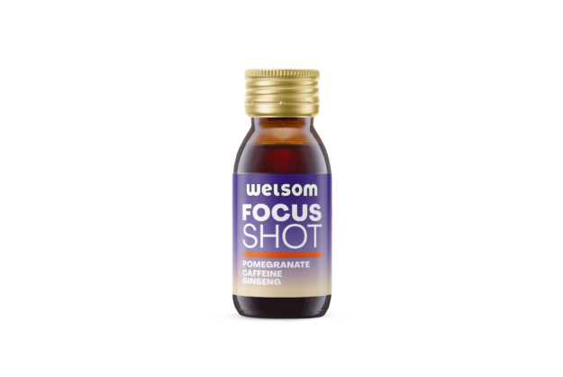 Welsom Focus Shot - concentrated shot with pomegranate, caffeine and ginseng to support focus and mental performance.