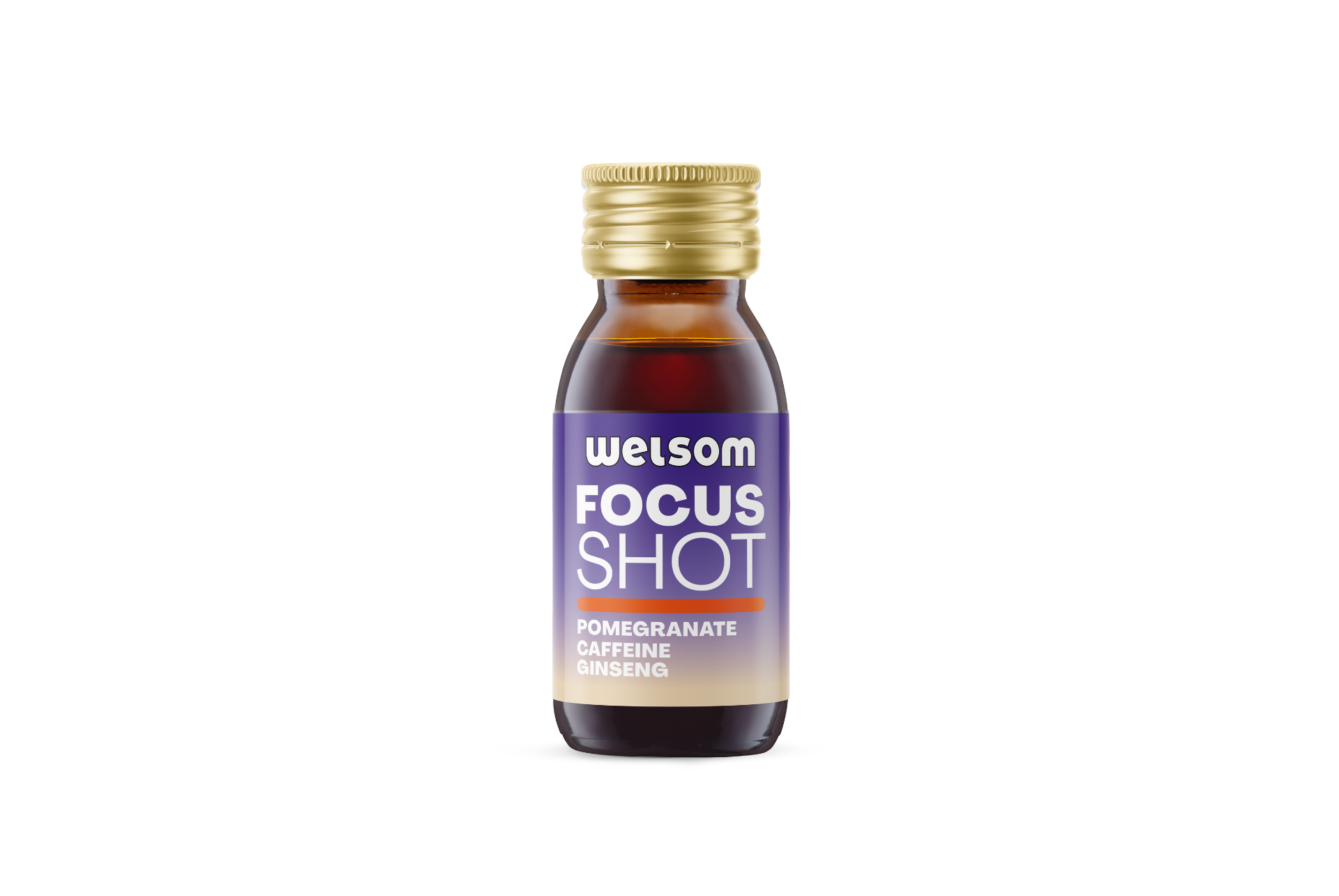 Welsom Focus Shot - concentrated shot with pomegranate, caffeine and ginseng to support focus and mental performance.