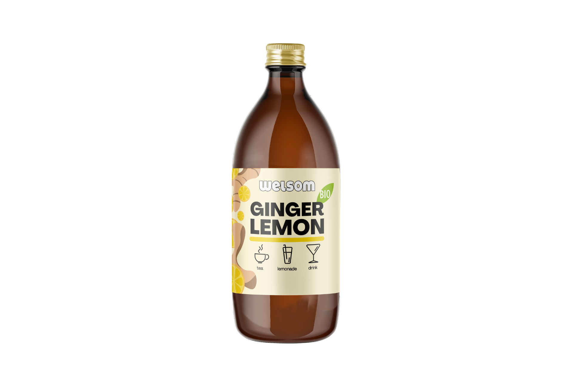 Welsom BIO Ginger Lemon – organic ginger lemon juice for tea, lemonade and drinks.