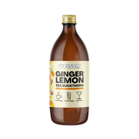 Welsom Ginger Lemon Sea Buckthorn – ginger lemon juice with sea buckthorn for tea, lemonade and cocktails.