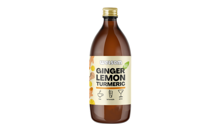 Welsom BIO Ginger Lemon Turmeric – organic ginger lemon turmeric juice for tea, lemonade and drinks.