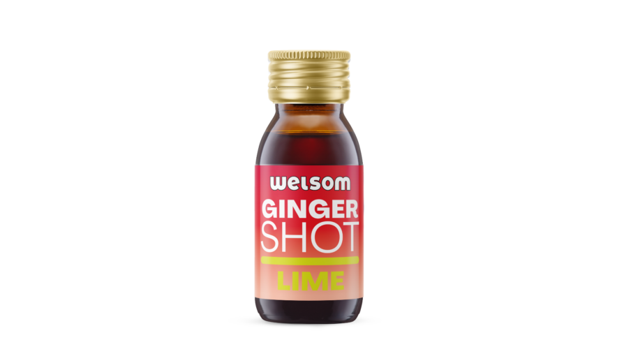 Welsom Ginger Shot Lime - natural ginger shot with lime to support immunity and digestion.