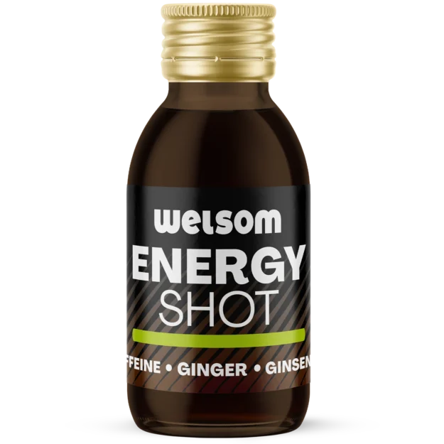 Energy Shot with caffeine, ginger and ginseng for natural stimulation without sugar.