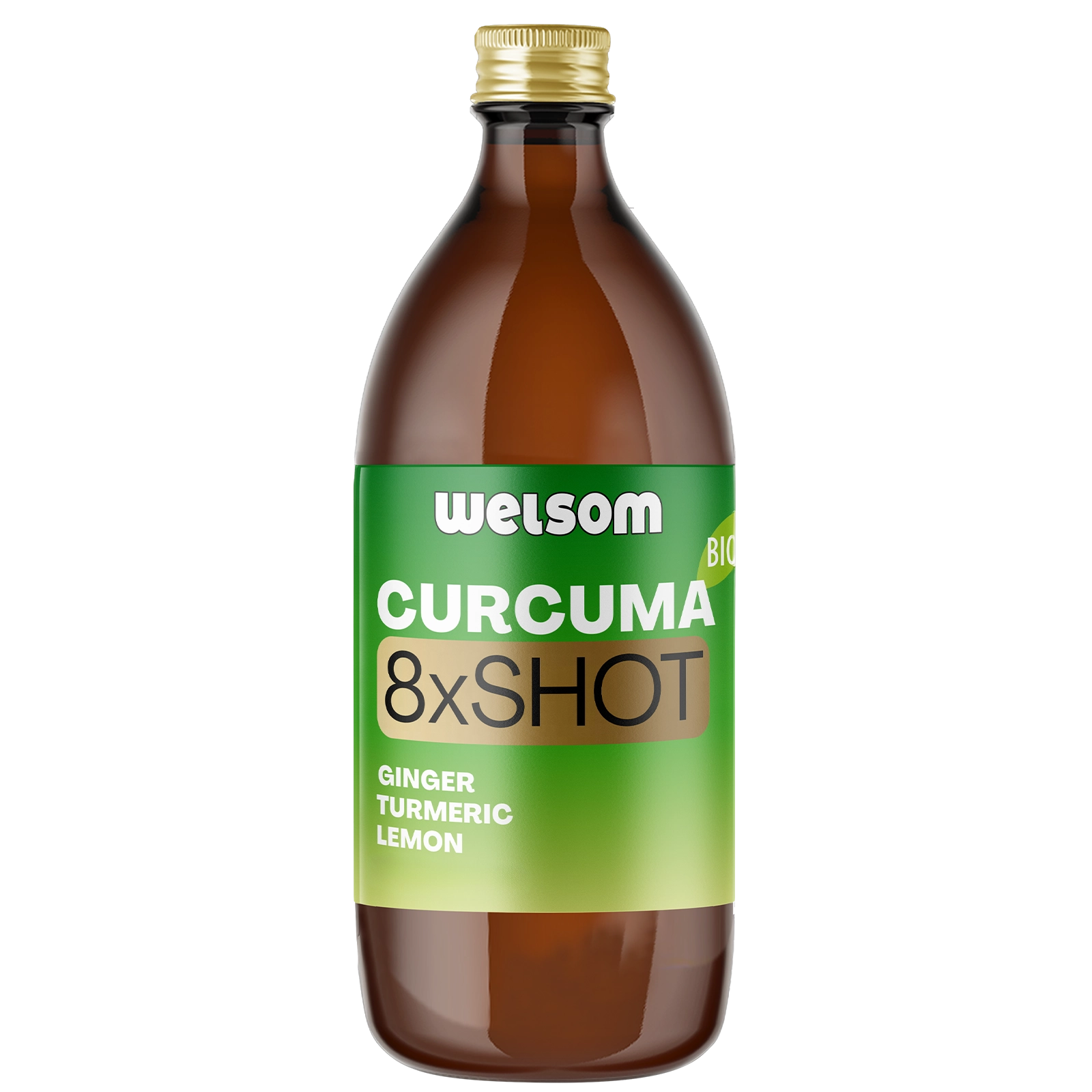 Welsom BIO Curcuma 8x Shot Multiportion bottle, 500ml organic turmeric ginger drink