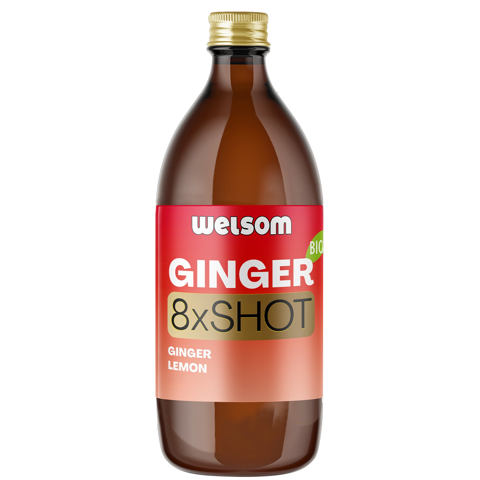 Welsom BIO Ginger 8x Shot Multiportion bottle, 500ml organic ginger drink