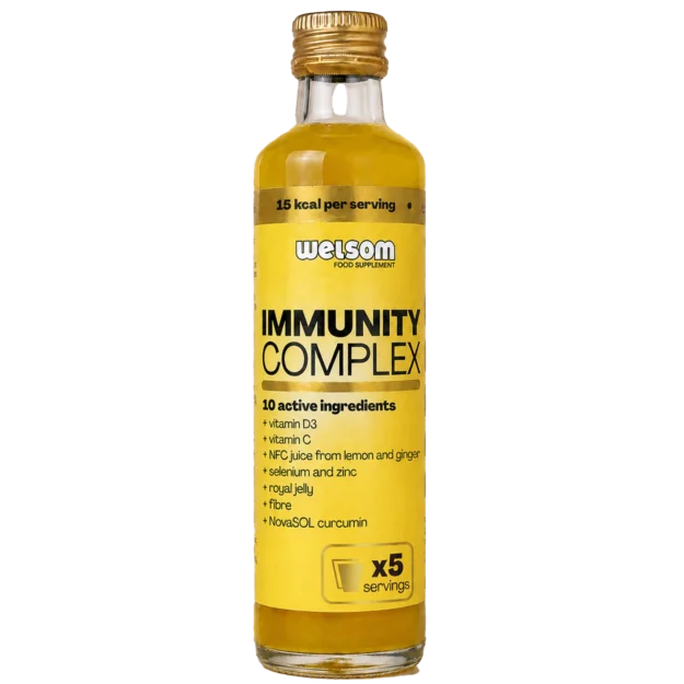 Welsom Immunity Complex 250ml bottle, vitamin C and curcumin immunity drink