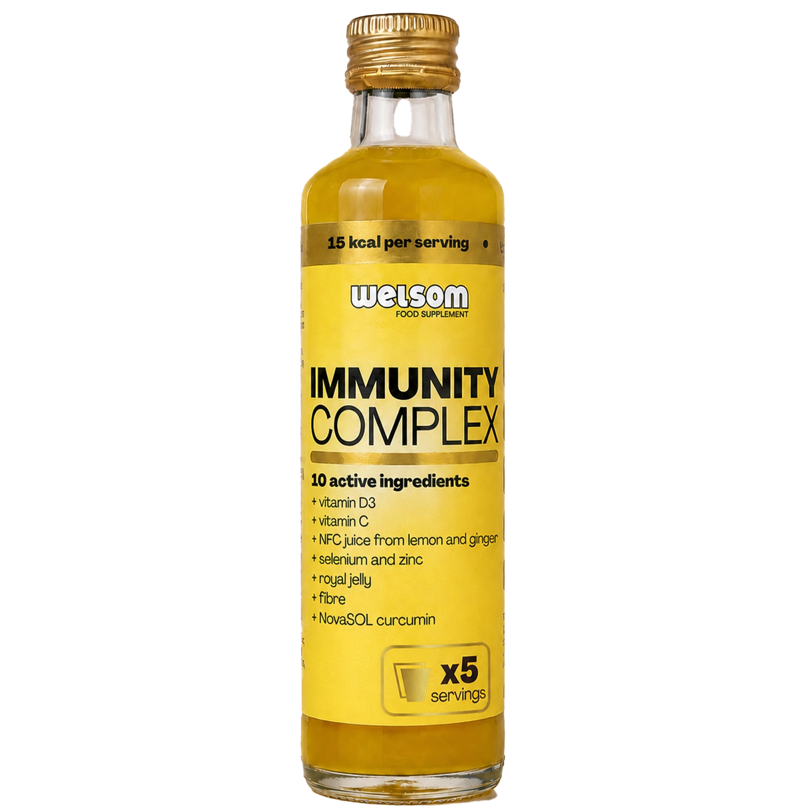 Welsom Immunity Complex 250ml bottle, vitamin C and curcumin immunity drink